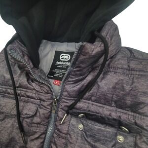 Ecko Unltd Mens Purple‎ Puffer Vest With Hoodie Size Medium Outdoors
